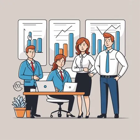 Business Team Analyzing Data Charts In Office  AI Image