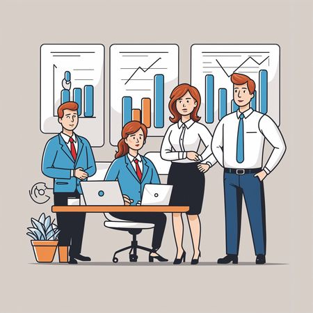 Business Team Analyzing Data Charts In Office  AI Image