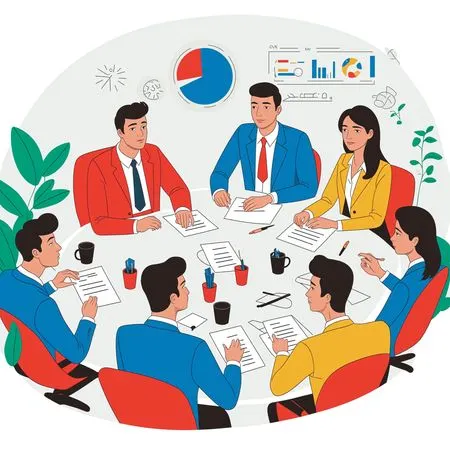 Business Team Meeting Around Round Table  AI Image