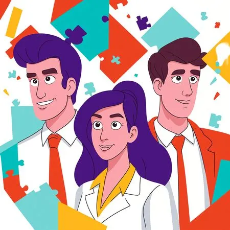 Business team with puzzled  AI Image