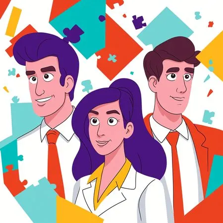 Business team with puzzled  AI Image