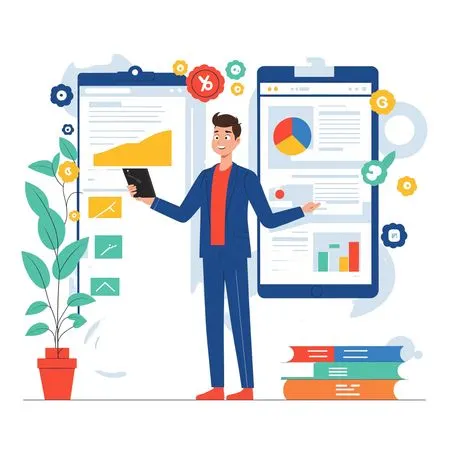 Businessman Analysing Data On Tablets  AI Image