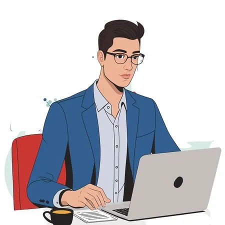 Businessman Analyzing Data On A Laptop  AI Image