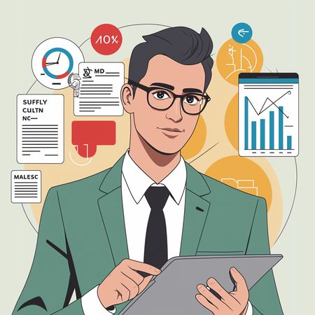 Businessman Analyzing Data On A Tablet  AI Image