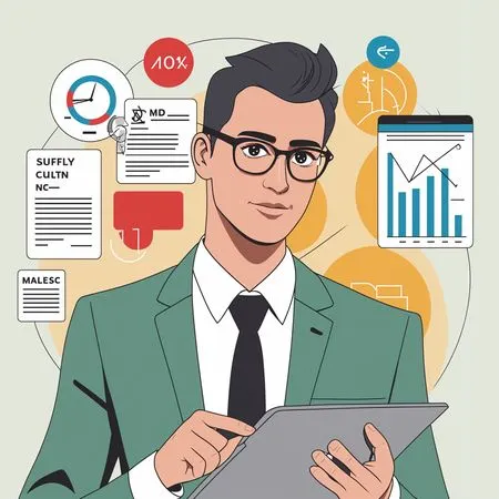 Businessman Analyzing Data On A Tablet  AI Image