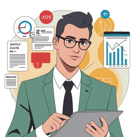 Businessman Analyzing Data On A Tablet  AI Image