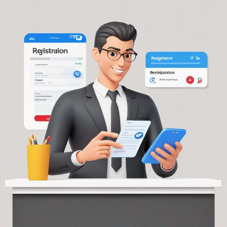 Businessman Completing Digital Registration  AI Image