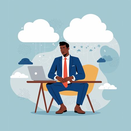 Businessman doing cloud work from home  AI Image
