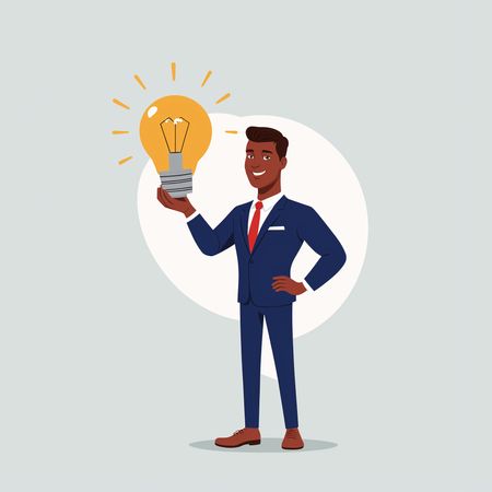 Businessman Holding A Light Bulb  AI Image