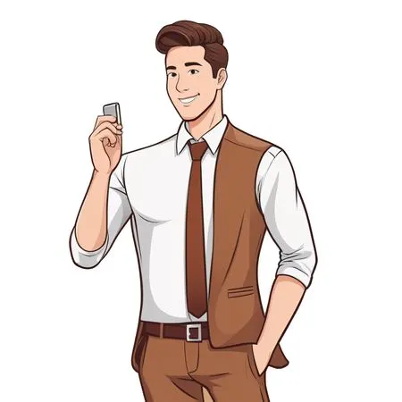Businessman Holding A Smartphone  AI Image