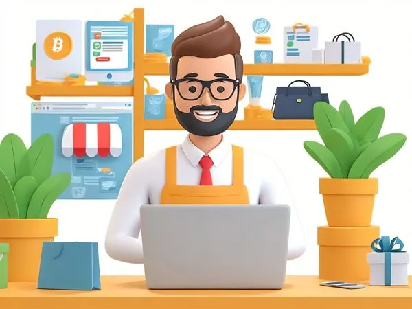 Businessman In An Online Store Setup  AI Image