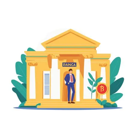 Businessman In Front Of Bank Building  AI Image