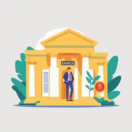 Businessman In Front Of Bank Building  AI Image