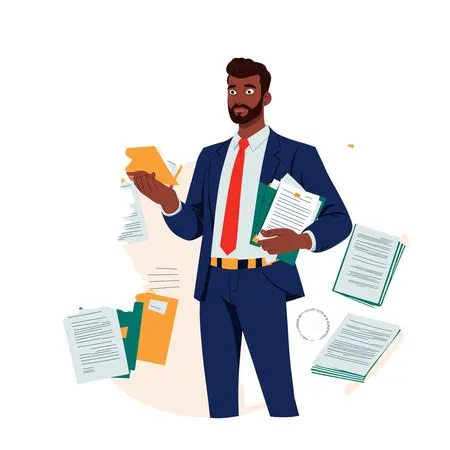 Businessman Managing Paperwork  AI Image