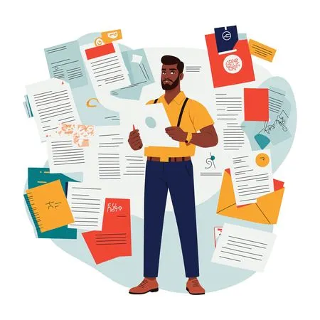 Businessman Overwhelmed With Paperwork  AI Image