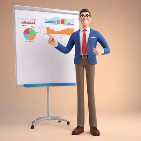 Businessman Presenting Data On A Flip Chart  AI Image