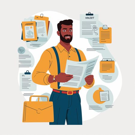 Businessman Reviewing Documents In An Office Setting  AI Image