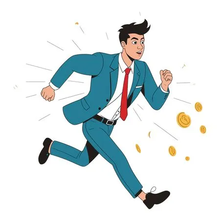 Businessman Running With Coins Around  AI Image
