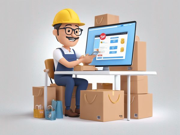 Businessman Shopping Online Among Packages  AI Image