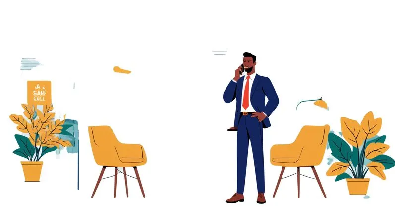 Businessman talking on smartphone inside office room  AI Image