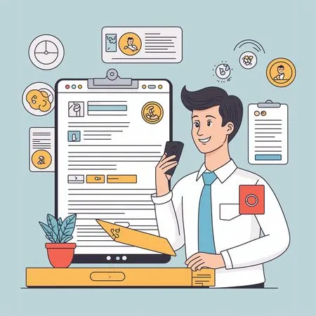 Businessman Using A Smartphone In An Office  AI Image