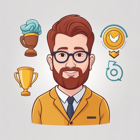 Businessman with achevements and trophy  AI Image