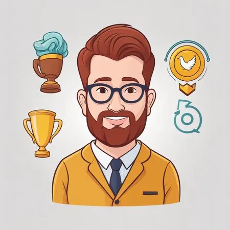 Businessman with achevements and trophy AI Image