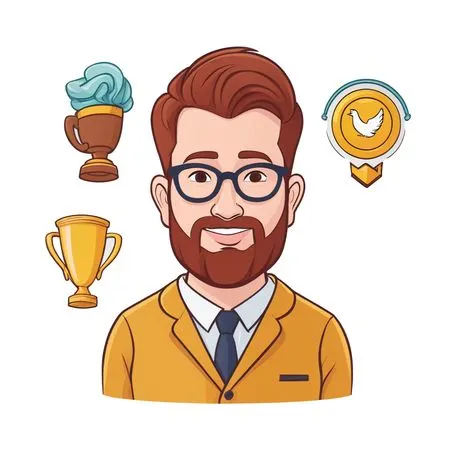 Businessman with achevements and trophy  AI Image