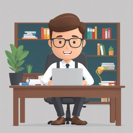 デスクで働くビジネスマン  AI画像