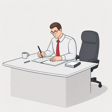 Businessman Working at Desk  AI Image