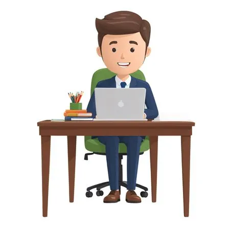 Businessman Working At Desk With Laptop  AI Image