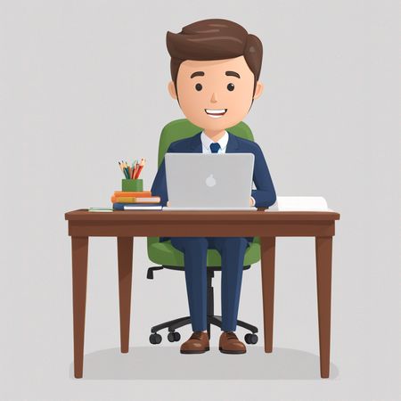Businessman Working At Desk With Laptop  AI Image