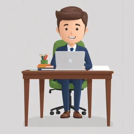 Businessman Working At Desk With Laptop  AI Image