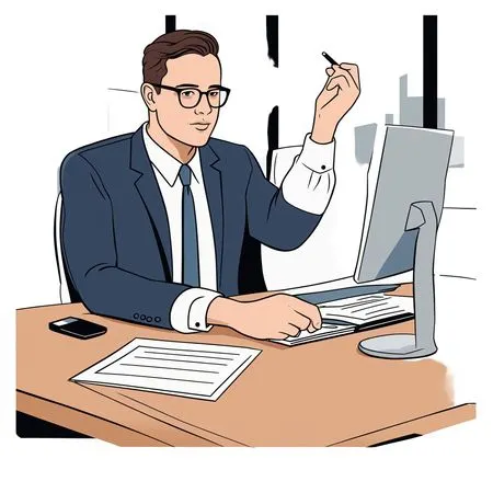 Businessman Working In Office At Computer  AI Image