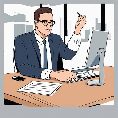 Businessman Working In Office At Computer  AI Image