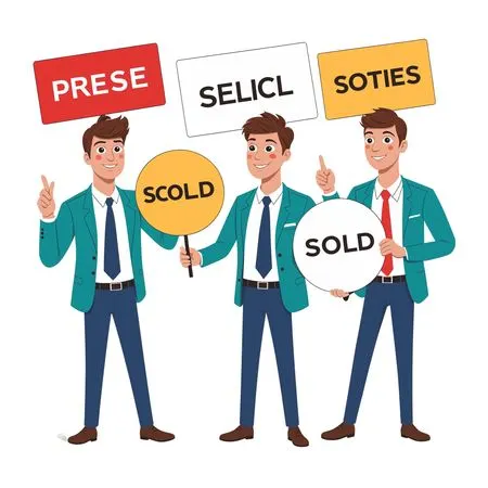 Businessmen Showing Humorous Signs  AI Image