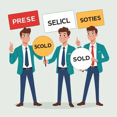 Businessmen Showing Humorous Signs  AI Image