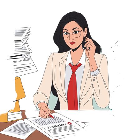 Businesswoman Managing Paperwork At Her Desk  AI Image
