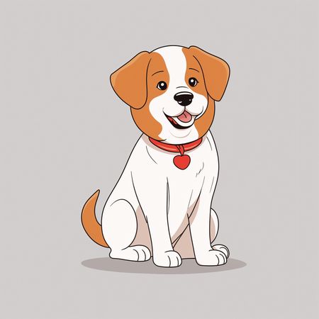 Cachorro fofo com coleira de coração  Imagem de IA