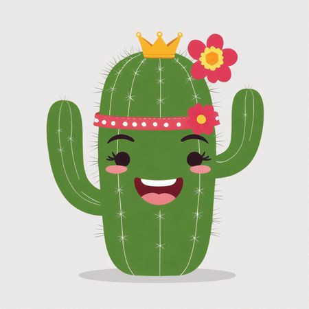 Cactus mignon avec couronne et fleur  Image IA