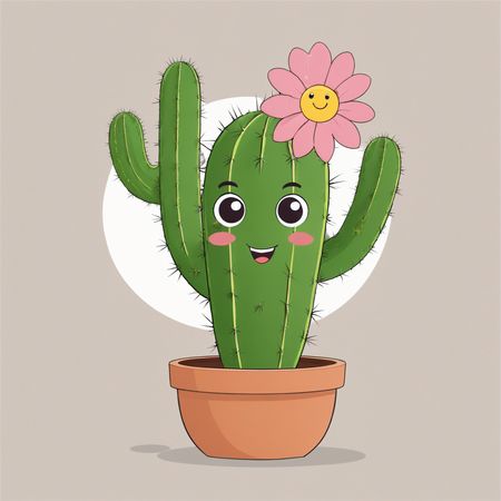 Cactus mignon avec fleur  Image IA