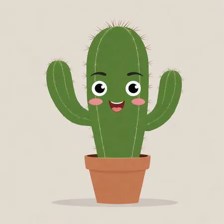 Cactus mignon avec un visage souriant dans un pot  Image IA