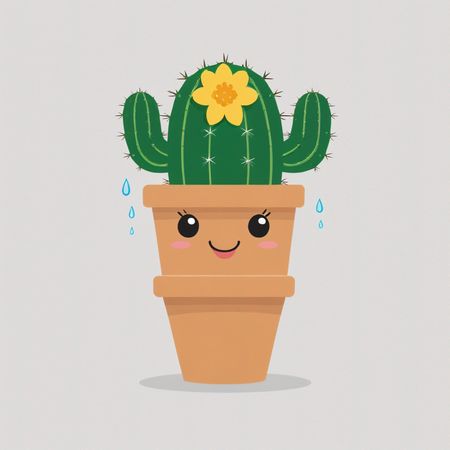 Cactus mignon avec un visage souriant dans un pot de fleurs  Image IA