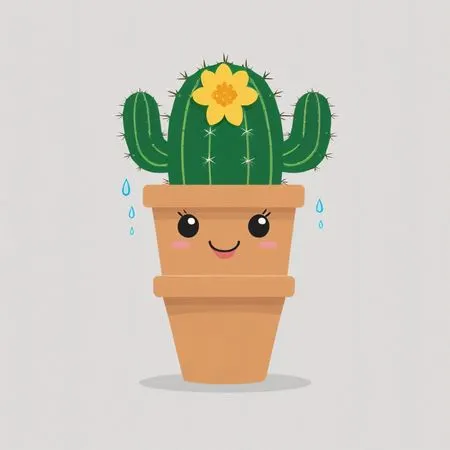 Cactus mignon avec un visage souriant dans un pot de fleurs  Image IA