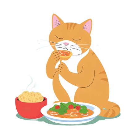 Cat Enjoying Meal  AI Image