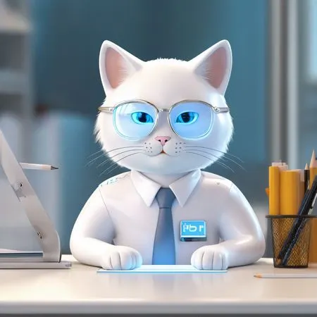 Cat In An Office Setting  AI Image
