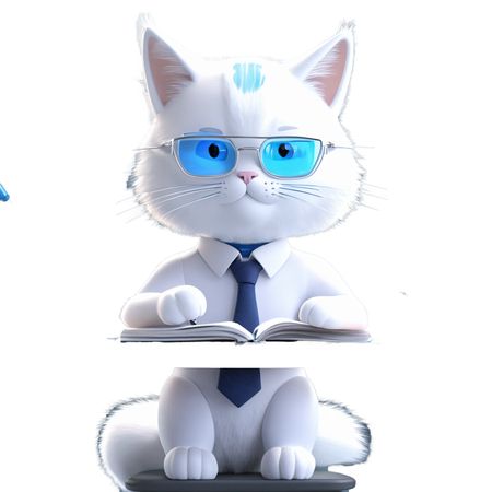 Cat In An Office Wearing Glasses And Tie  AI Image