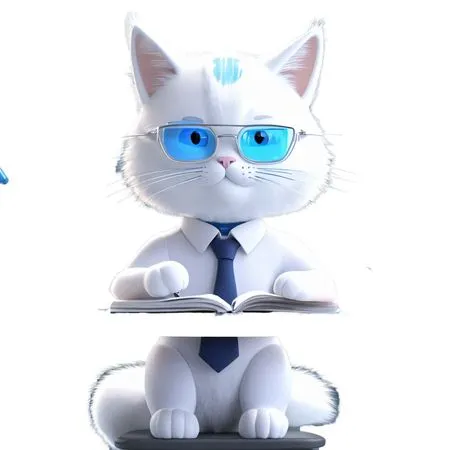 Cat In An Office Wearing Glasses And Tie  AI Image