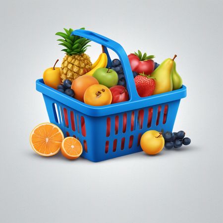 Cesta de frutas frescas  AI Image