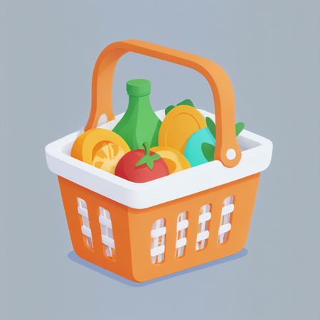 Cesta de la compra con productos agrícolas  Imagen AI
